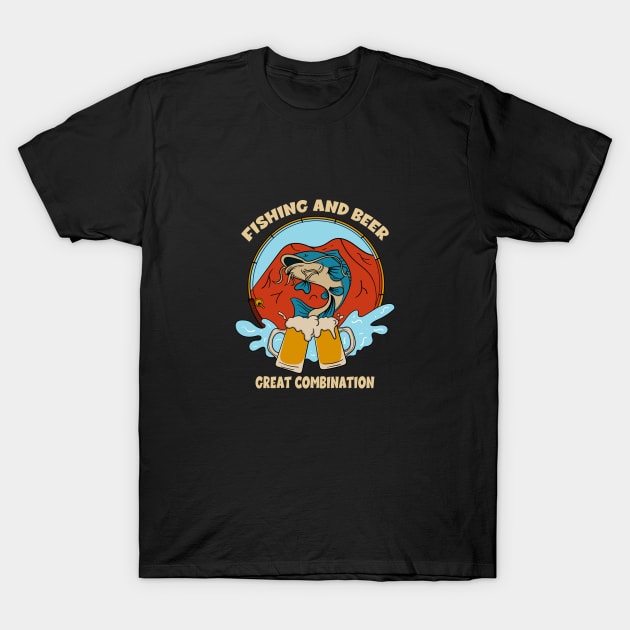 Fishing And Beer T-Shirt by Oiyo